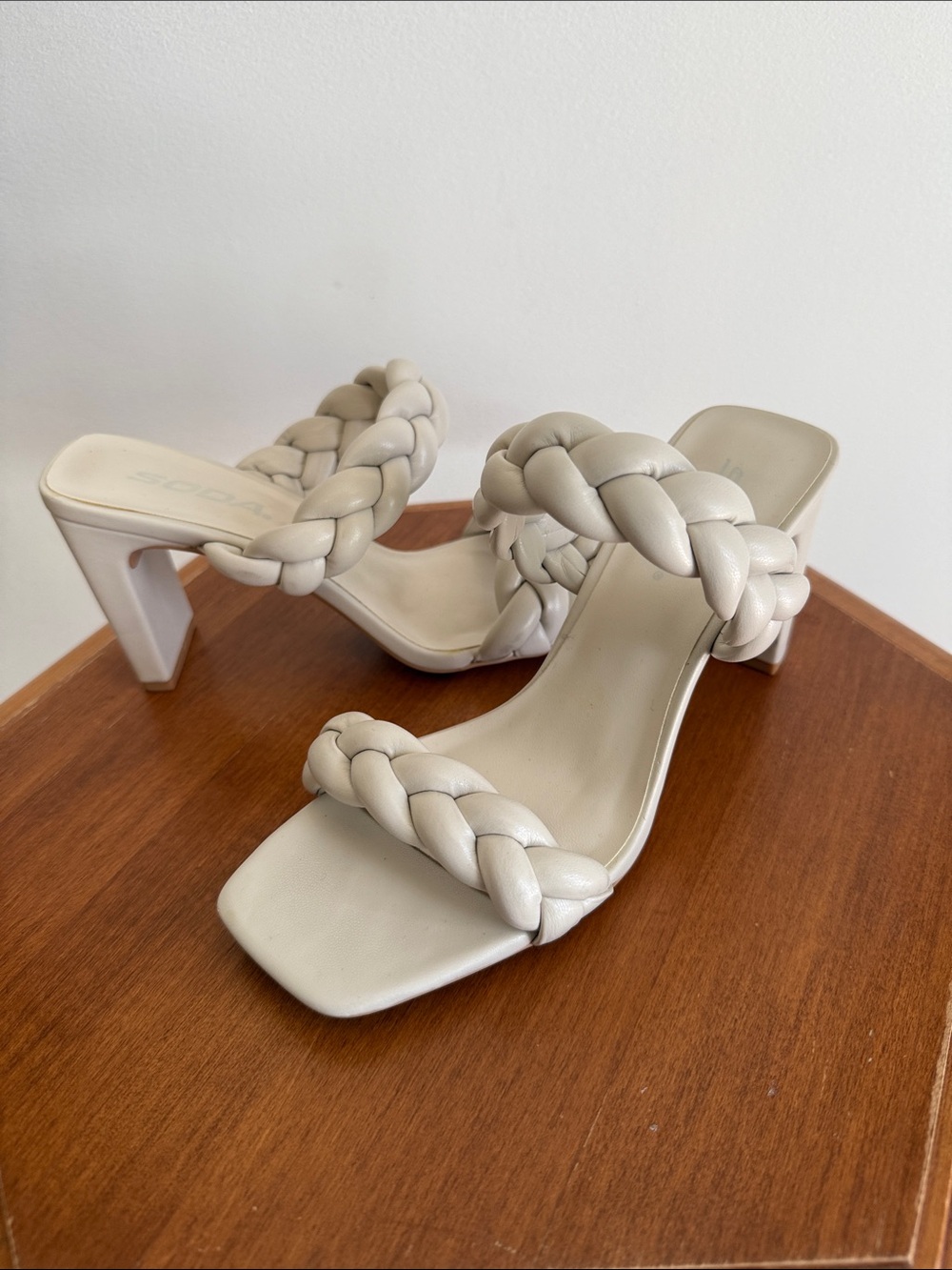 Soda Cream Braided Strap Block Heel Sandals